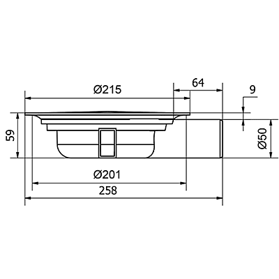 PURUS grīdas noteka S-Serie MiniMax 50 ar horizontālu izvadu (7110406)