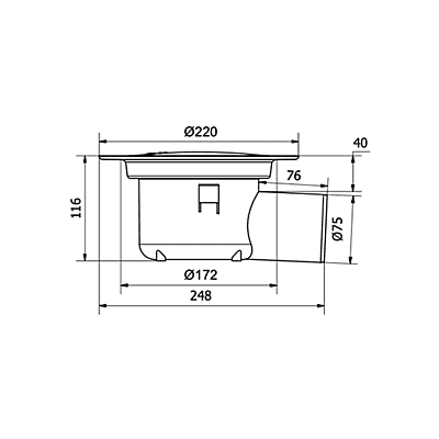 PURUS Floor drain Oden 75 side