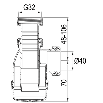 PURUS pudeles veida slazds 1 1/4 xØ40