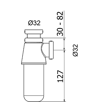 PURUS lodveida sifons 1 1/4 xØ32