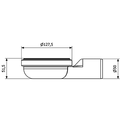 PURUS zemā sānu izeja 50mm, PP plastmasa, bez ūdens trapa