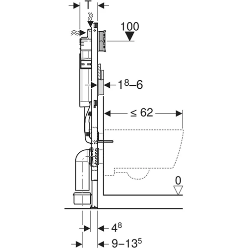 Geberit Duofix elements sienas tualetes podam, 112 cm, ar Sigma 12 cm zemapmetuma skalojamo tvertni