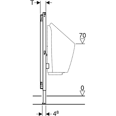 Geberit Duofix elements pisuāram, 112–130 cm, universāls, pusautomātiskajam virsapmetuma noskalošanas panelim