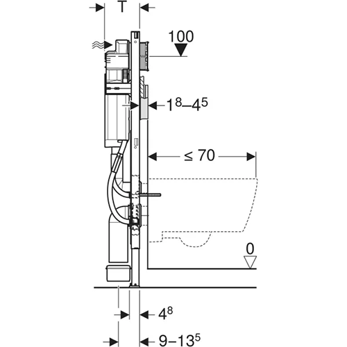 Geberit Duofix elements sienas tualetes podam, 112 cm, ar Sigma 12 cm zemapmetuma skalojamo tvertni, cilvēkiem ar īpašām vajadzībām