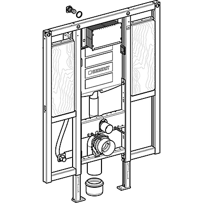 Geberit Duofix elements sienas tualetes podam, 112 cm, ar Sigma 12 cm zemapmetuma skalojamo tvertni, cilvēkiem ar īpašām vajadzībām, roku balstiem