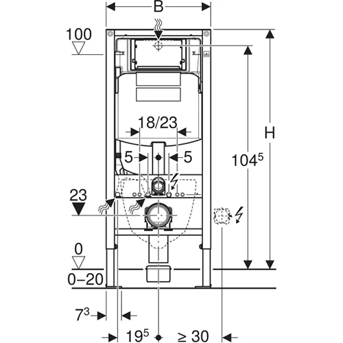 Geberit Duofix elements sienas tualetes podam, 112 cm, ar Sigma 12 cm zemapmetuma skalojamo tvertni