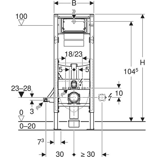 Geberit Duofix elements sienas tualetes podam, 112 cm, ar Sigma 12 cm zemapmetuma skalojamo tvertni, cilvēkiem ar īpašām vajadzībām