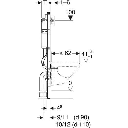 Geberit DuofixBasic elements sienas tualetes podam, 112 cm, ar Delta 12 cm zemapmetuma skalojamo tvertni