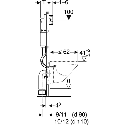 Geberit Duofix elements sienas tualetespodam, 112cm, ar Delta 12cm noskalošanas paneli