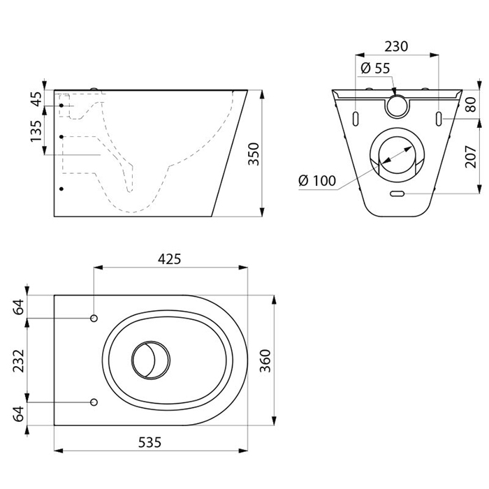 DELABIE pie sienas piekarināma S21 S WC pods