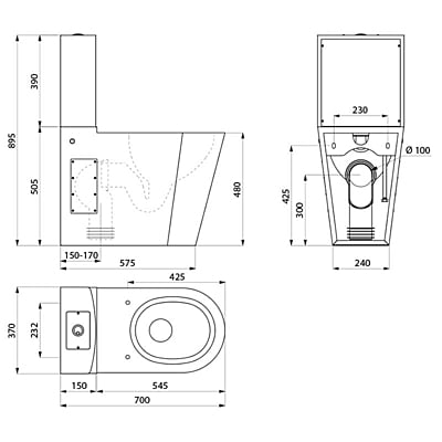 DELABIE MONOBLOCO 700 PMR WC pods ar cisternu