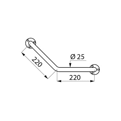 Delabie ECO angled grab bar 135°, white, 220 x 220mm