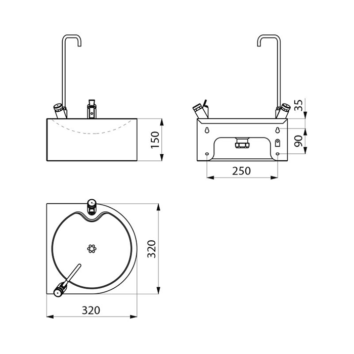 DELABIE SD drinking fountain with swan neck tap