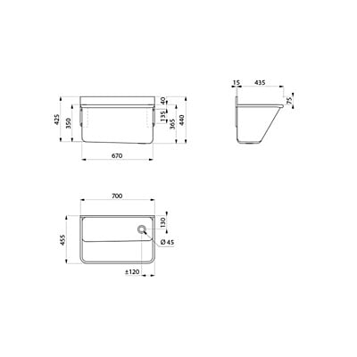 Delabie Surgical scrub up trough with low splashback