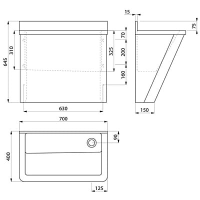 Delabie Surgical scrub-up trough with low upstand