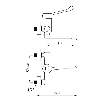 Delabie Mechanical basin mixer