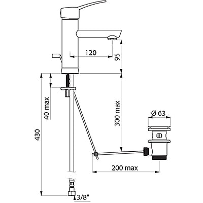 Delabie Mechanical basin mixer (H. 95mm L. 120mm)