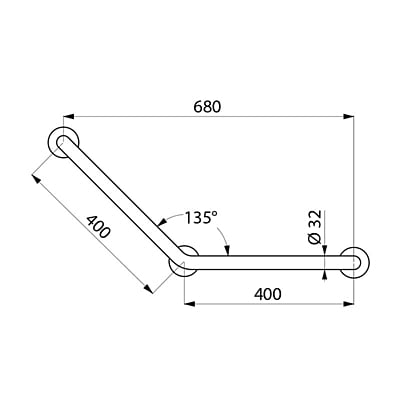 Delabie Basic angled grab bar 135°, white, 400 x 400mm