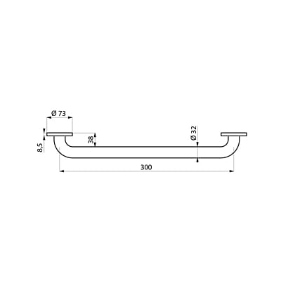 Delabie Straight Nylon grab bar, anti-bacterial NylonClean, 300mm