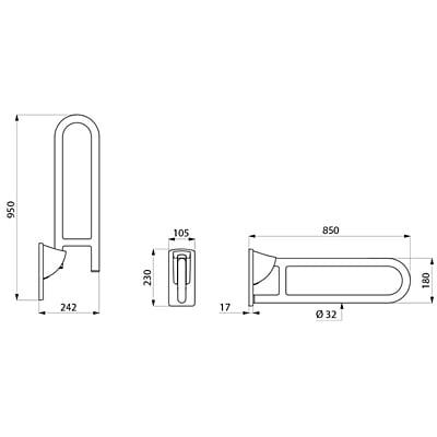 DELABIE nerūsējošā tērauda nolaižams satvērējstienis, satīns, L. 850mm