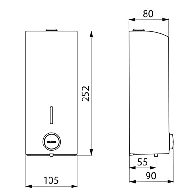 Delabie Wall-mounted liquid soap dispenser, 1 litre Delabie Wall-mounted liquid soap dispenser, 1 litre